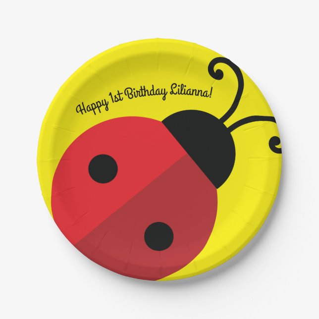 Assiettes En Carton Lady Bug Cute 1ère fête d'anniversaire (Devant)