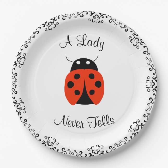 Assiettes En Carton Lady Bug - Une Dame Ne Dit Jamais Personnalisé (Devant)
