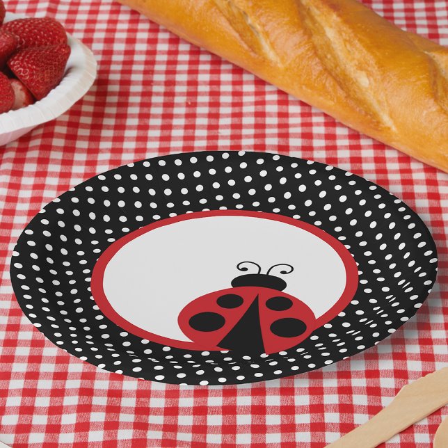 Assiettes En Carton Ladybug Baby shower ou fête d'anniversaire (Ladybug PaLadybug Baby Shower Collection. Invites, thank you cards, tableware, decorationsper Plates)