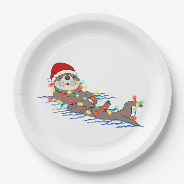 Assiettes En Carton laide noël santa claus otter (Devant)