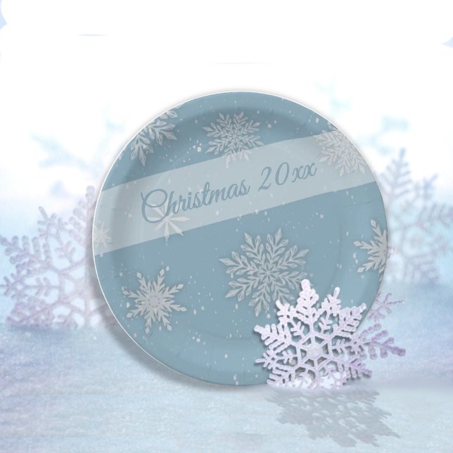 Assiettes En Carton Laisser la neige Bleu Plaques de papier (Créateur téléchargé)