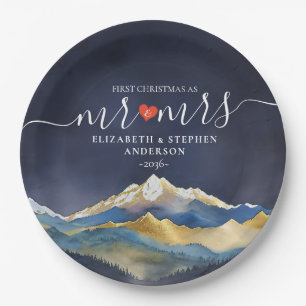 Assiettes En Carton Laisser l'aventure commencer Blue Gold Mountain Ma