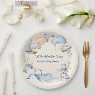 Assiettes En Carton Laisser l'aventure commencer petit bébé Baby showe