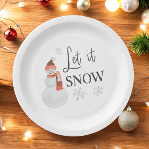 Assiettes En Carton Laisser neiger Fête Snowman