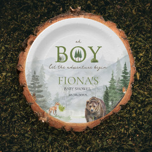 Assiettes En Carton Laissez L'Aventure Commencer Montagnes Baby shower
