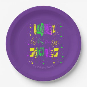 Assiettes En Carton Laissez les bons temps rouler Typographie Mardi Gr