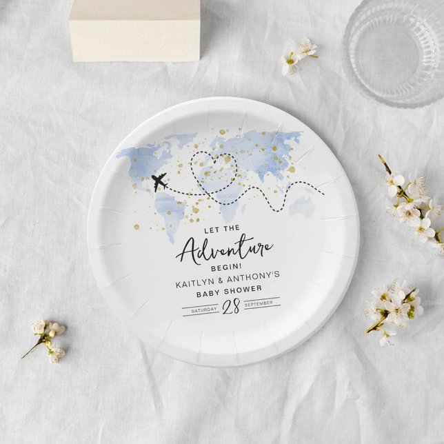 Assiettes En Carton "Laissons Commencer L'Aventure !" Baby shower Cart (Créateur téléchargé)