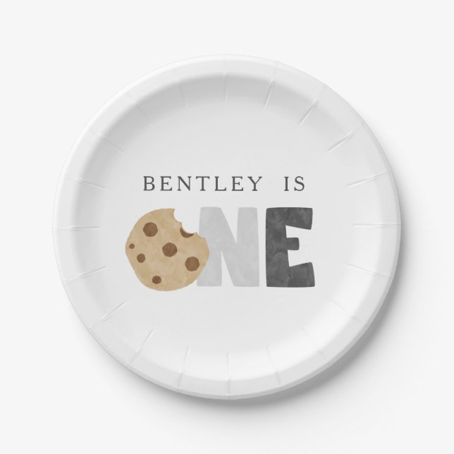 Assiettes En Carton Lait et biscuits Premier anniversaire (Devant)