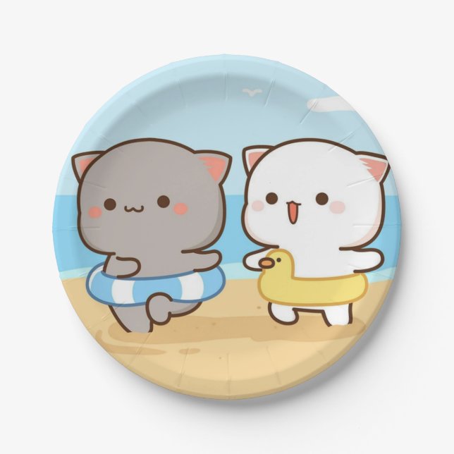 Assiettes En Carton Lait et Mocha mou été  (Devant)