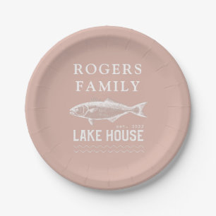 Assiettes En Carton Lake House Nom de famille Blush Pink