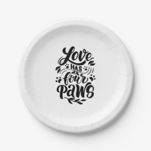 Assiettes En Carton L'Amour A Une Idée Amoureux des chiens À Quatre Pa