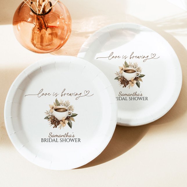 Assiettes En Carton L'amour brasse la Fête des mariées de café (Créateur téléchargé)
