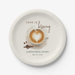 Assiettes En Carton L'amour brasse la Fête des mariées de café dans