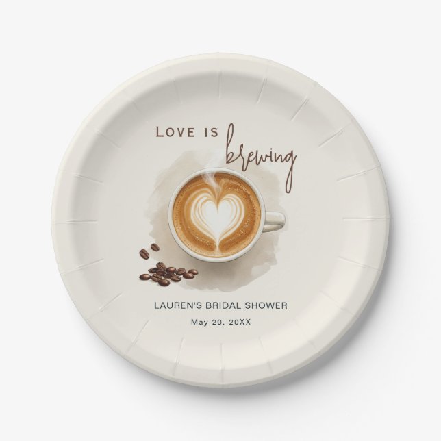 Assiettes En Carton L'amour brasse la Fête des mariées de café dans (Devant)