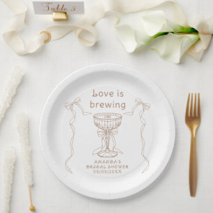 Assiettes En Carton L'amour brasse la main tiré nuptiale douche