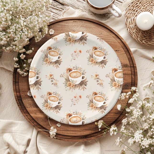 Assiettes En Carton L'amour brasse le café Fête des mariées d'automne (Créateur téléchargé)