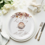 Assiettes En Carton L'amour brasse le café tombent la douche nuptiale<br><div class="desc">L'amour brasse café automne nuptiale douche monogramme imprimé personnalisé plaques modèle,  cappuccino café tasse brun roses tombeur nuptiale douche personnalisée vaisselle</div>