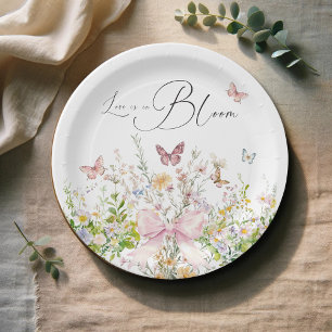 Assiettes En Carton L'amour dans Boom Fleur sauvage Pink Bow Fête des