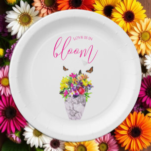 Assiettes En Carton L'amour dans la floraison Mariage