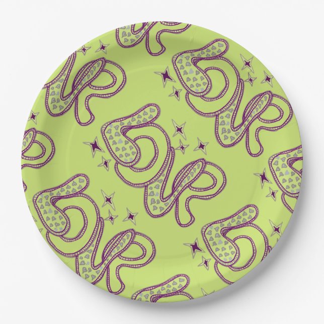 Assiettes En Carton L'amour dans le style années 1960 (Devant)