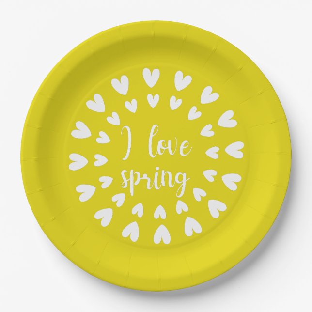 Assiettes En Carton L'Amour du Printemps, Petits Coeurs (Devant)