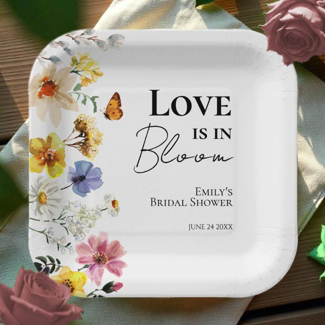 Assiettes En Carton L'amour est dans l'air | Baby Shower Bohème Fleuri (Créateur téléchargé)