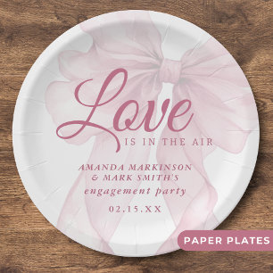 Assiettes En Carton L'amour est dans l'air Mauve Rose Bow Engagement