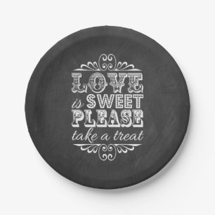 Assiettes En Carton L'Amour Est Doux, S'Il Vous Plaît, Prenez Un Plat
