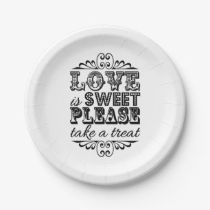 Assiettes En Carton L'Amour Est Doux, S'Il Vous Plaît, Prenez Un Plat