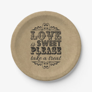 Assiettes En Carton L'Amour Est Doux, S'Il Vous Plaît, Prenez Un Plat
