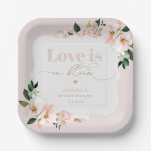 Assiettes En Carton L'amour est en fleur rose vif mariée fleur sauvage
