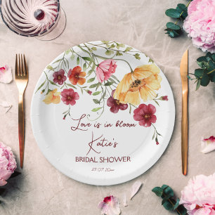 Assiettes En Carton L'amour est en fleurs bordeaux fleurs nuptiale dou