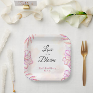 Assiettes En Carton L'amour est en fleurs douche de mariée aquarelle f