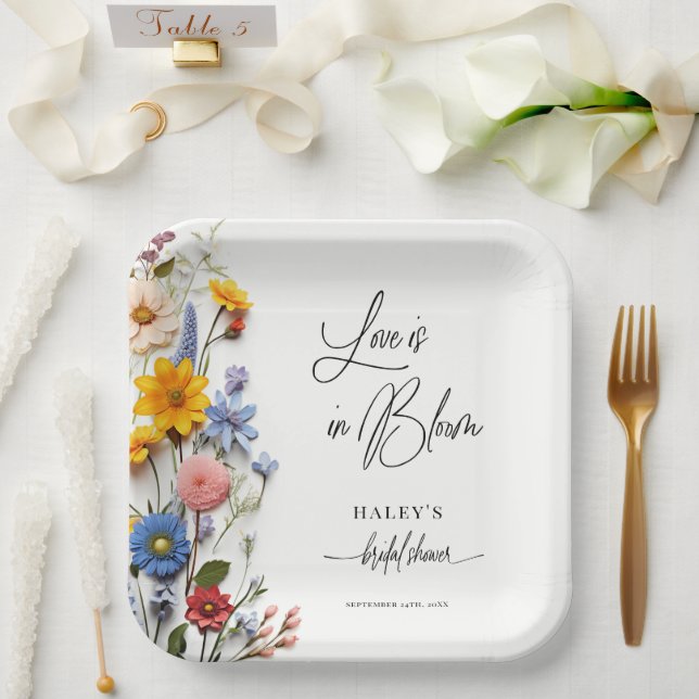 Assiettes En Carton L'amour est en fleurs Fête de mariage florale de p (Mariage)
