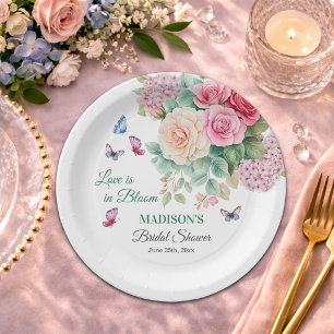 Assiettes En Carton L'amour est en fleurs Papillons Shower de mariage
