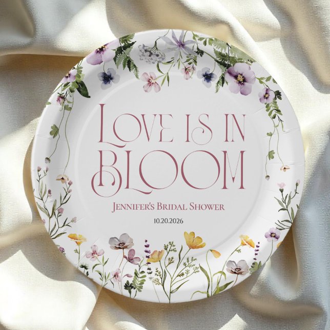 Assiettes En Carton L'amour est en fleurs | Réception de mariage flora (Créateur téléchargé)
