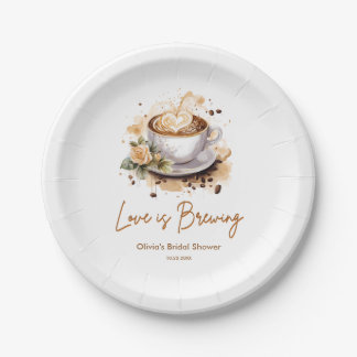 Assiettes En Carton L'Amour est en train de faire du café marron Flora