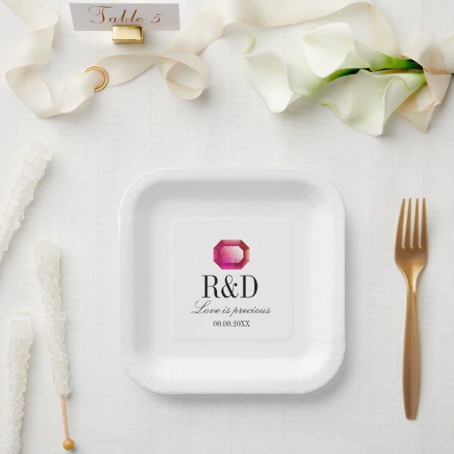 Assiettes En Carton L'amour est un précieux mariage en pierre angulair (Mariage)