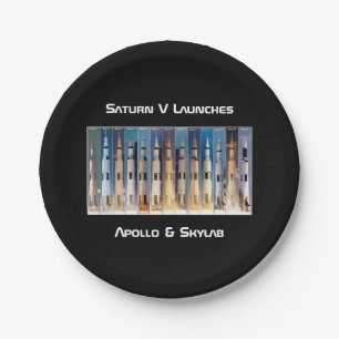 Assiettes En Carton Lancement de la fusée Saturn V Moon