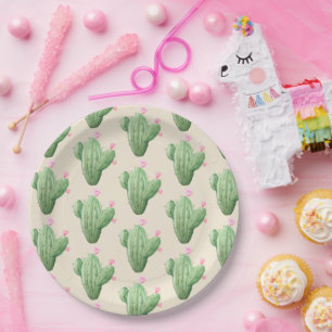 Assiettes En Carton Lancement de mariage au cactus aquarelle