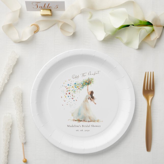 Assiettes En Carton Lancement de mariage rustique à l'aquarelle avec f (Mariage)