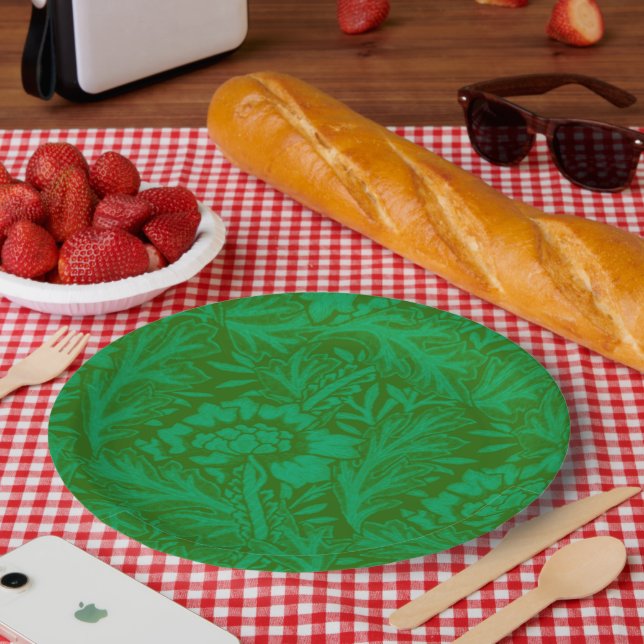 Assiettes En Carton L'anémone en vert de la forêt (Pique-nique)