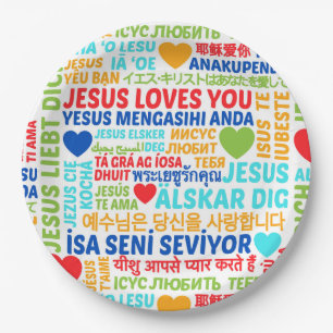 Assiettes En Carton Langues de Jésus vous aime