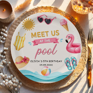 Assiettes En Carton L'anniversaire du bassin estival