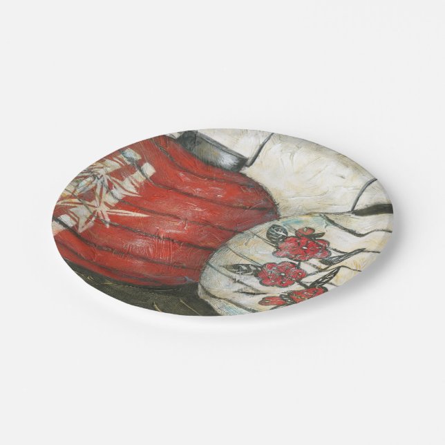 Assiettes En Carton Lanternes du Nouvel An chinois à imprimé floral (Angle)