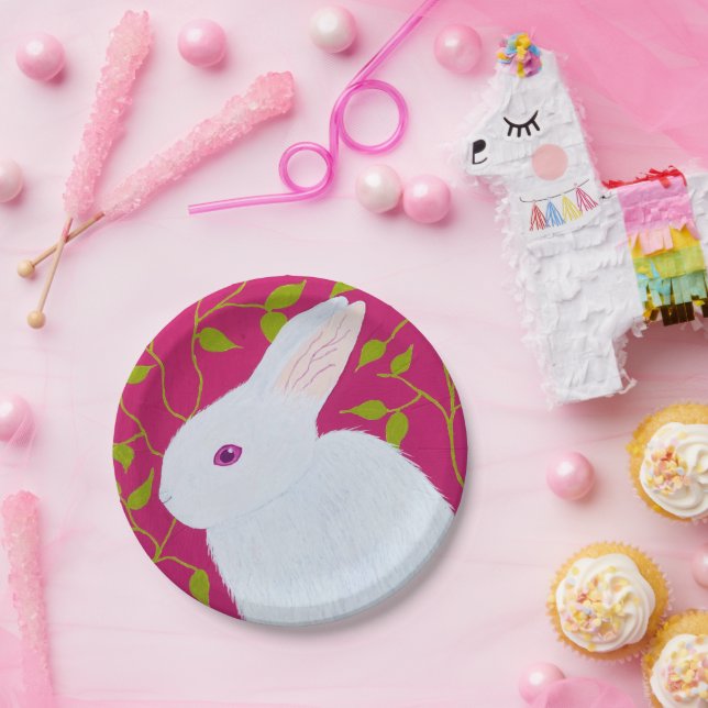 Assiettes En Carton lapin blanc (Fête)