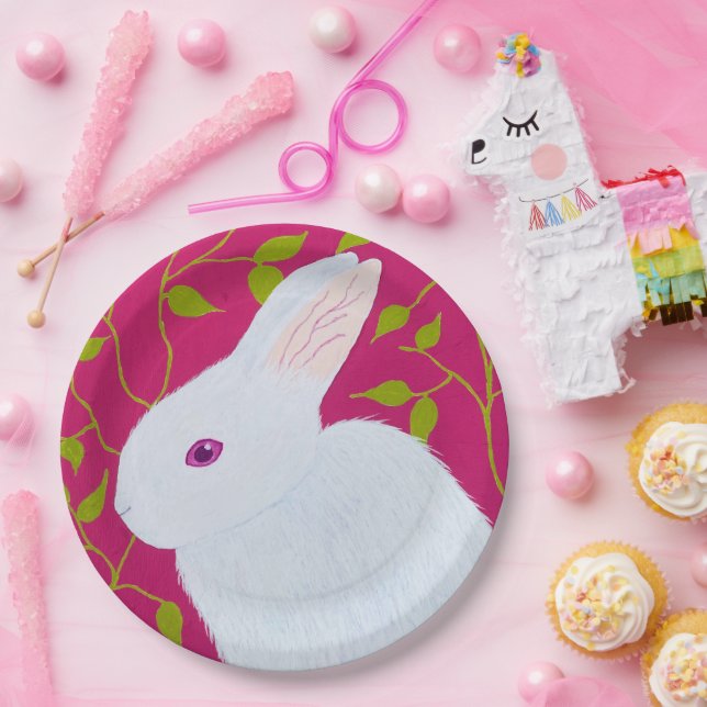 Assiettes En Carton lapin blanc (Fête)