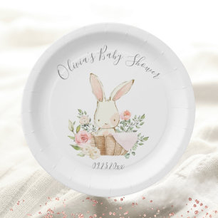 Assiettes En Carton Lapin Blush Rose Lapin Lapin Baby Girl Douche