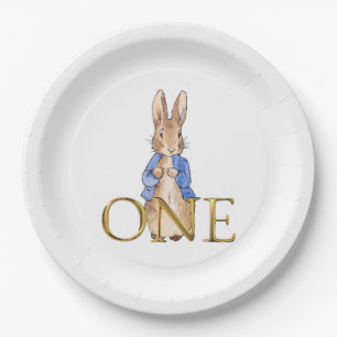 Assiettes En Carton Lapin classique en veste bleue Premier Anniversair