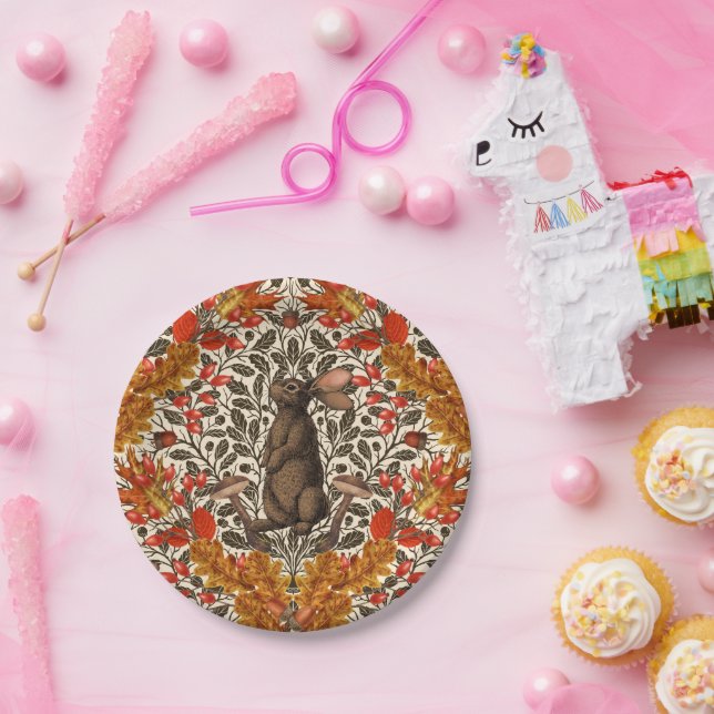 Assiettes En Carton Lapin d'automne sur blanc (Fête)